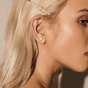 Stainless Steel Flat Back Screw Back Stud Earrings 13 Pair Surprise Mixed Lot